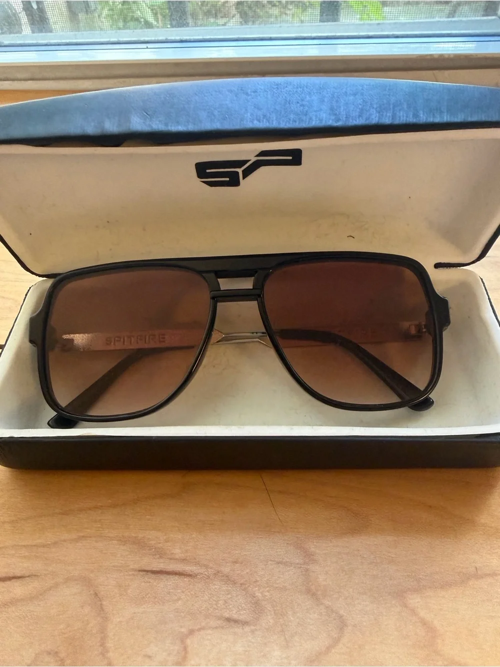 Spitfire Orbital Sunglasses Black Frame with Brown Gradient Lenses